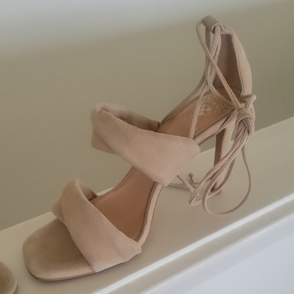 Vince Camuto Elegant Laced Tan Suede Women's Heels